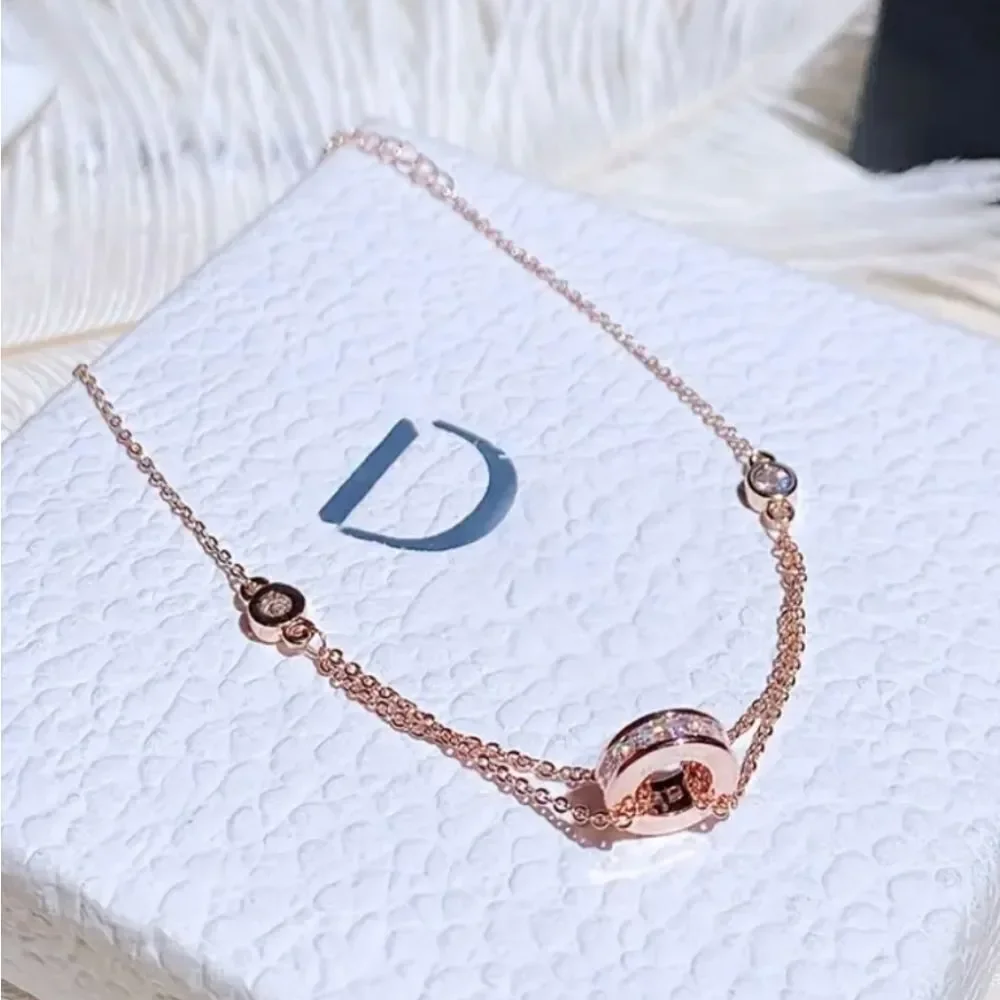 18K Rose Gold Plated Diamond Bracelet